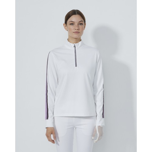 Peach LS Half Neck - White