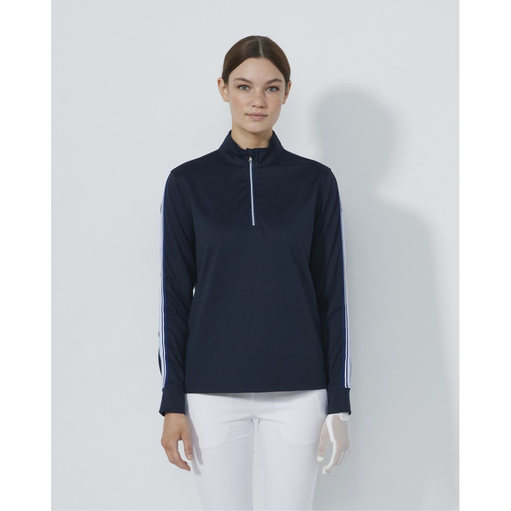 Peach LS Half Neck - Navy