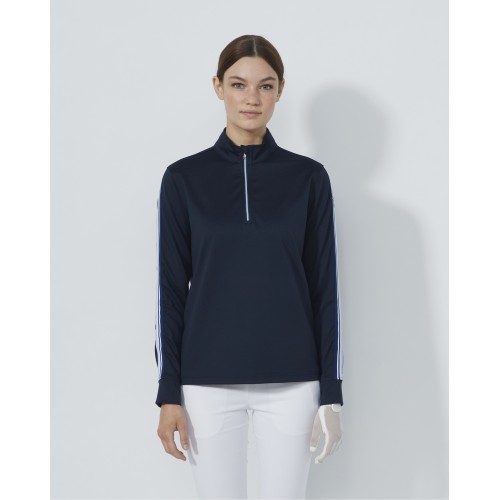 Peach LS Half Neck - Navy