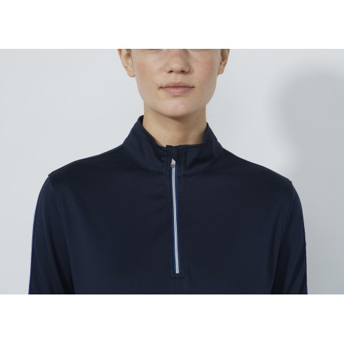 Peach LS Half Neck - Navy