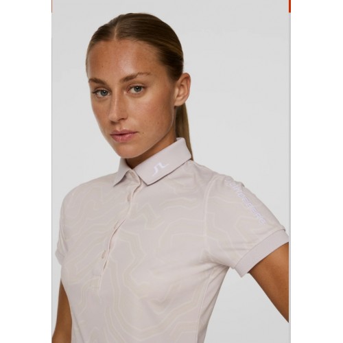 J.L Tour Tech Print Polo - Grey Lilac
