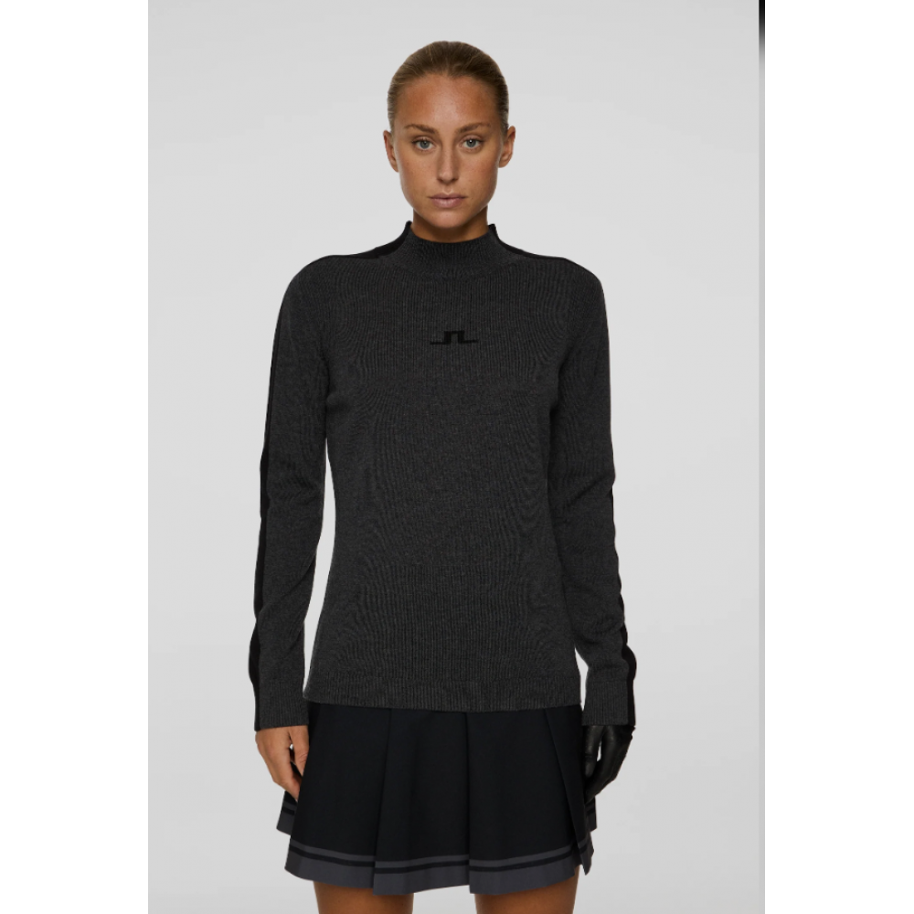 J.L Adeline Knitted Sweater - Dark Grey Melange