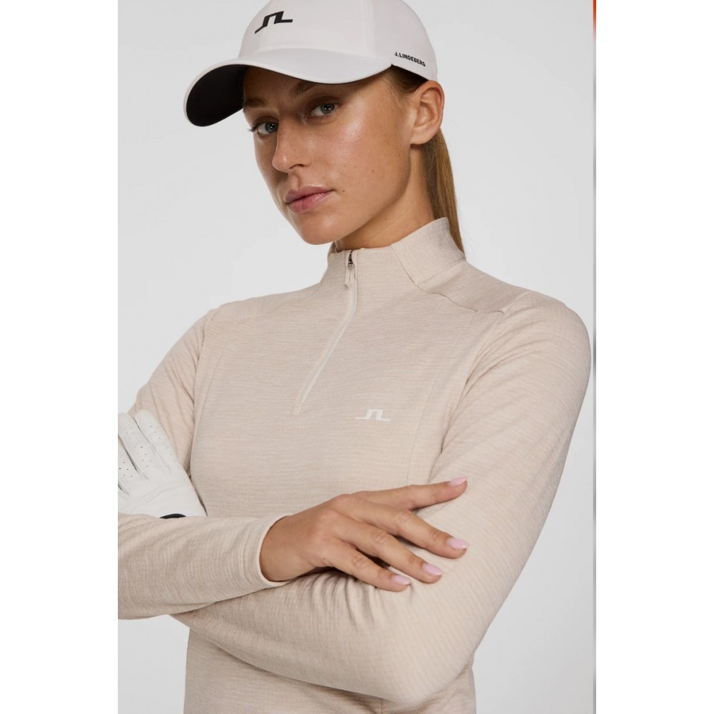 J.L Steffi Quarter Zip Mid Layer - Beige Melange