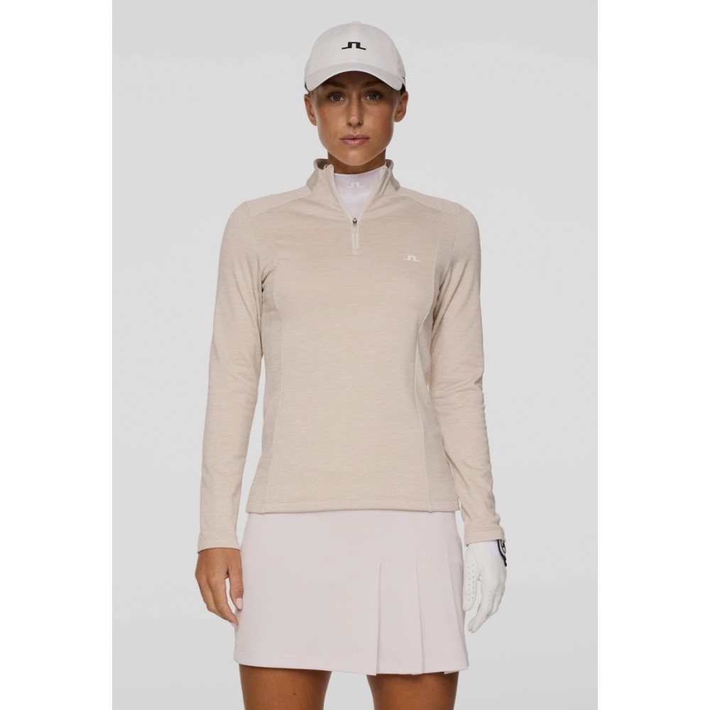 J.L Steffi Quarter Zip Mid Layer - Beige Melange