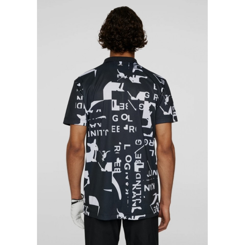 J.L Miro Print Polo - Black