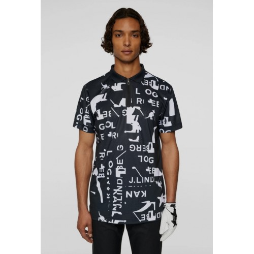 J.L Miro Print Polo - Black