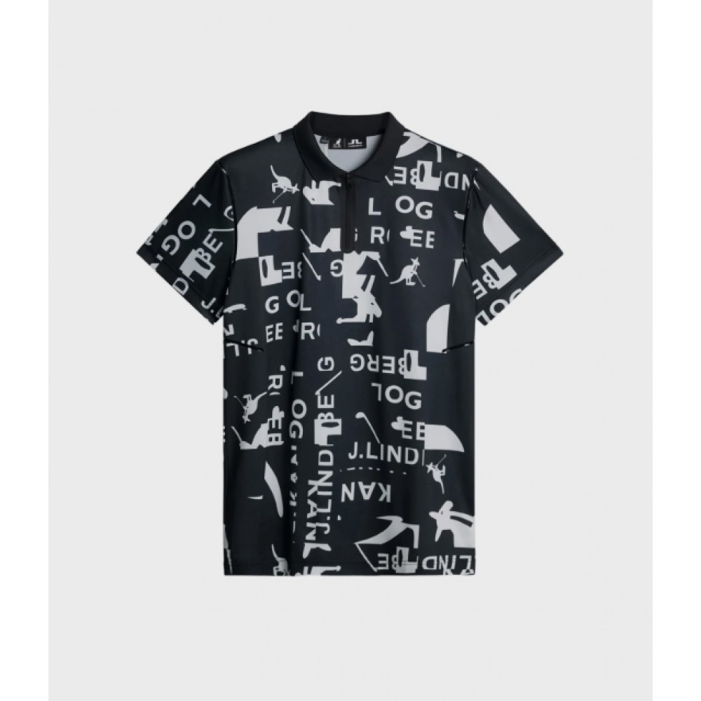 J.L Miro Print Polo - Black