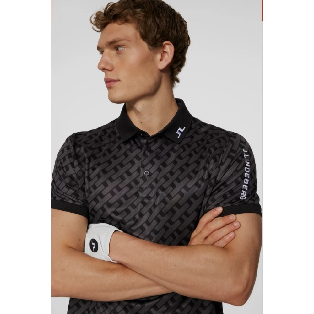 J.L Tour Tech Print Polo - Geo Tonal