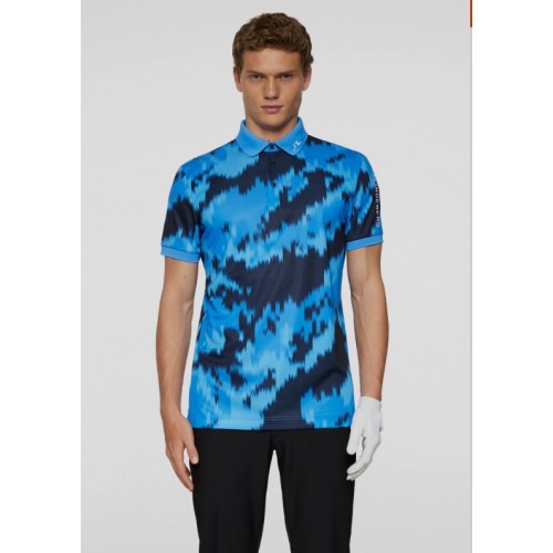 J.L Tour Tech Print Polo - Sonic Blue