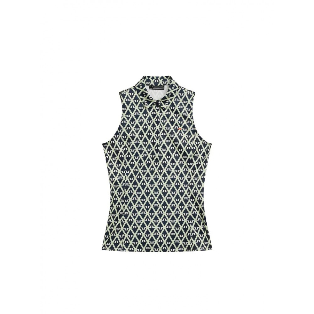 J.L Dena Print SL Top - Navy/Green