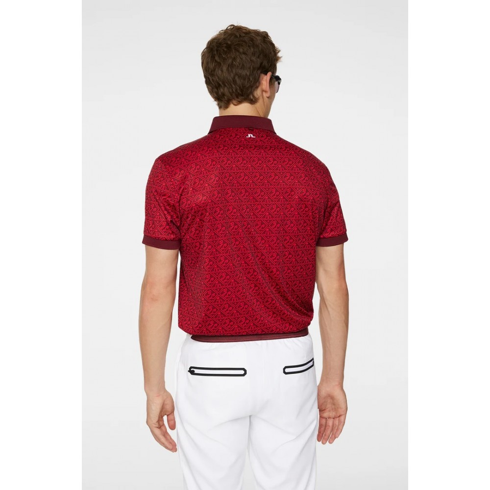 J.Lindeberg Tour Tech Reg Fit Print Polo - House Red