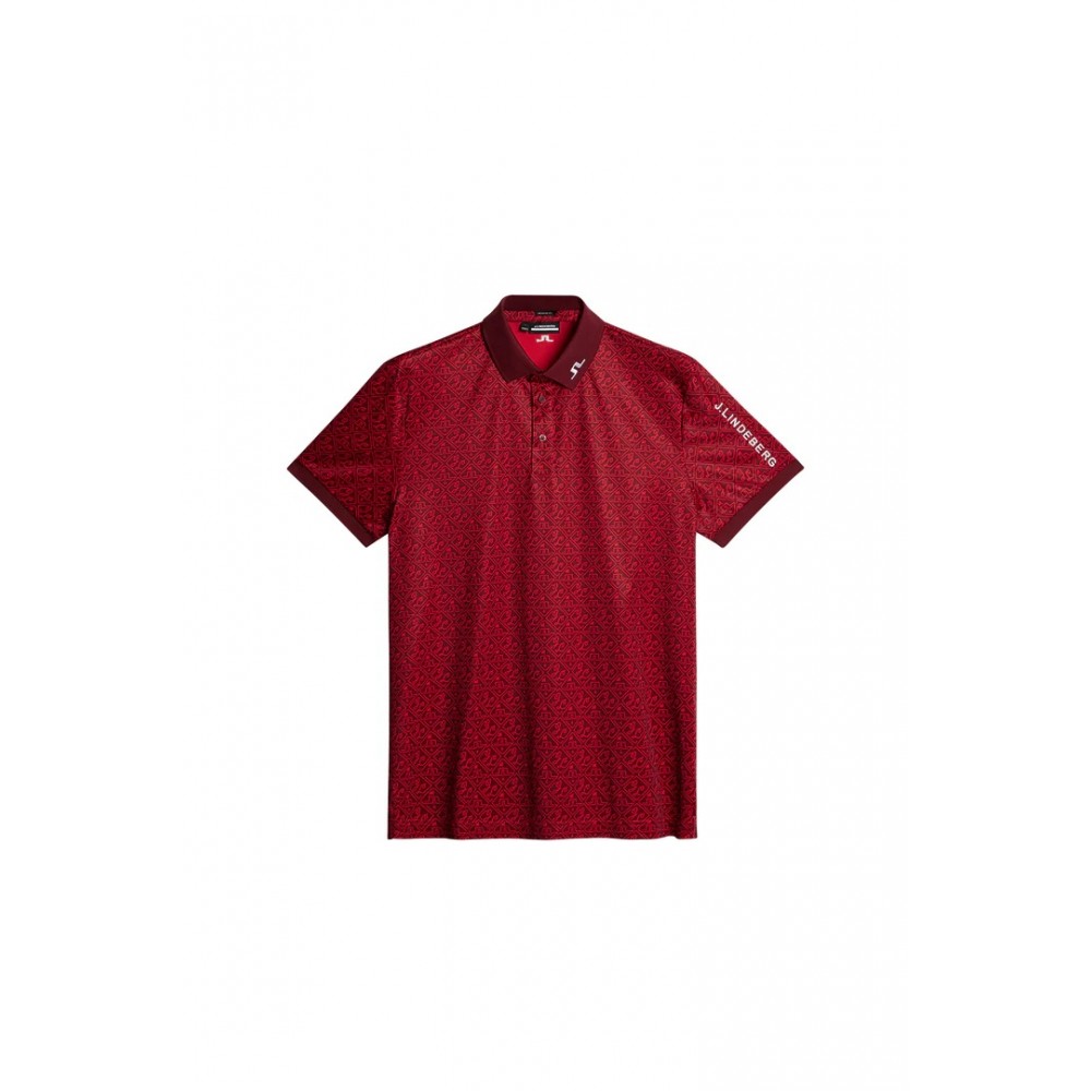 J.Lindeberg Tour Tech Reg Fit Print Polo - House Red