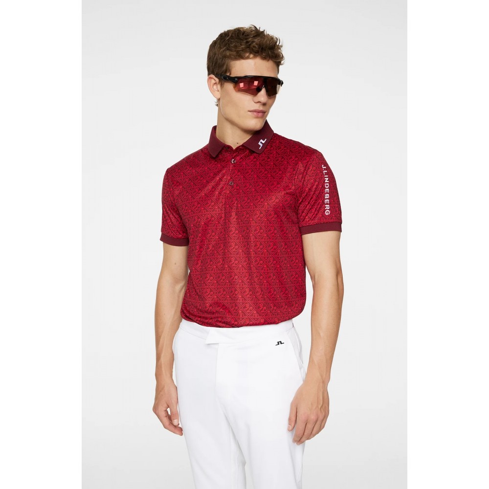 J.L Tour Tech Reg Fit Print Polo - House Red