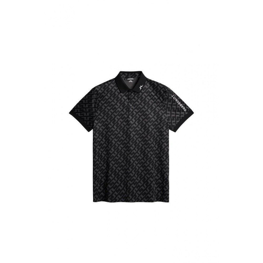 J.L Tour Tech Reg Fit Print Polo - Bridge Black