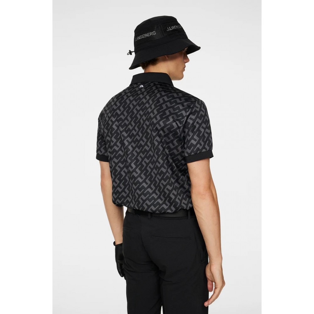 J.L Tour Tech Reg Fit Print Polo - Bridge Black