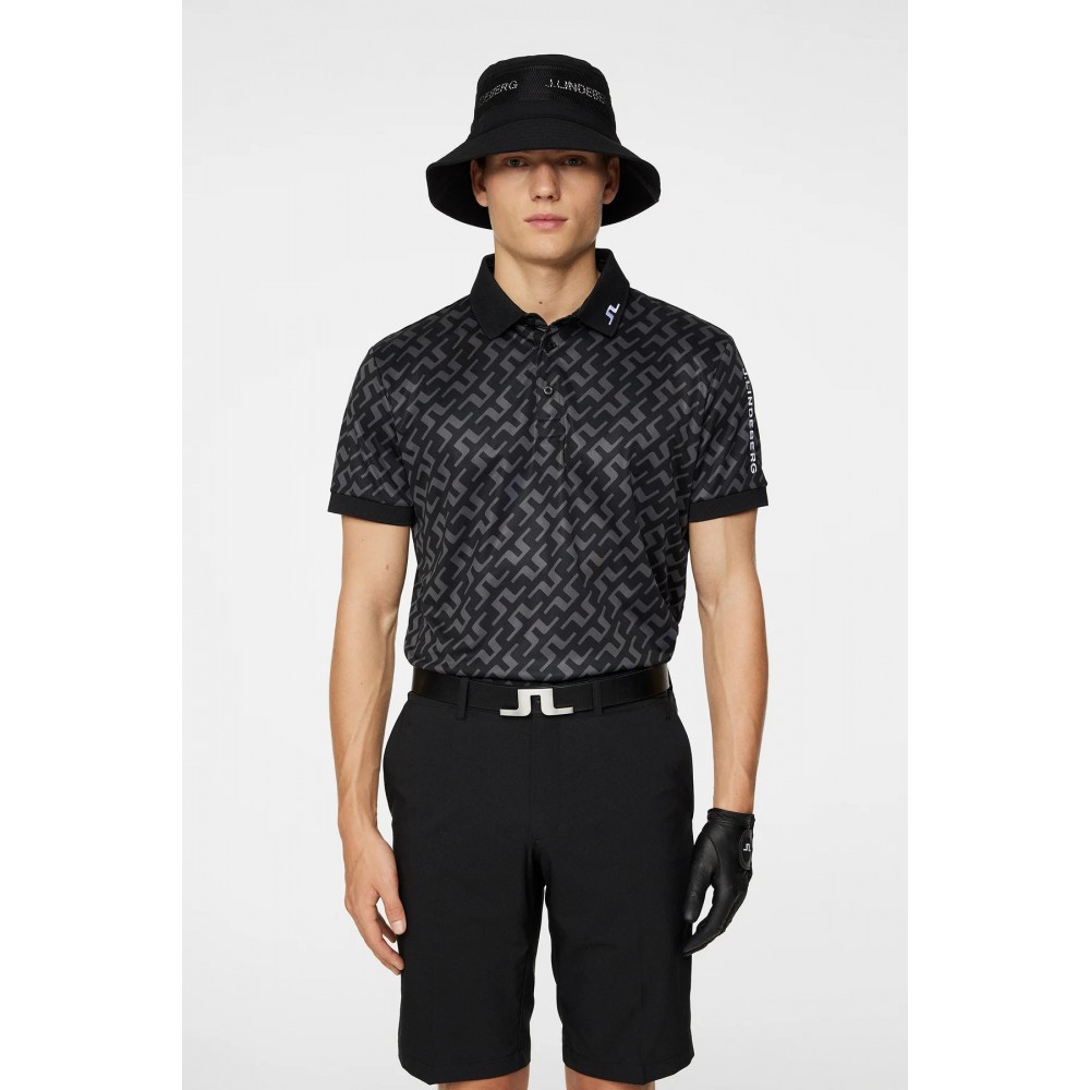 J.L Tour Tech Reg Fit Print Polo - Bridge Black