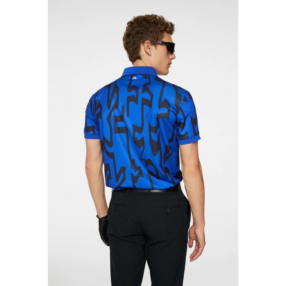 J.L Tour Tech Reg Fit Print Polo - Bridge Blue