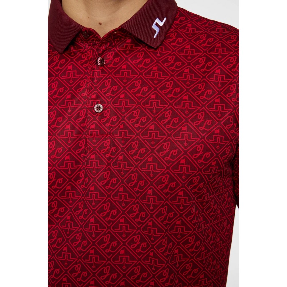 J.Lindeberg Tour Tech Reg Fit Print Polo - House Red