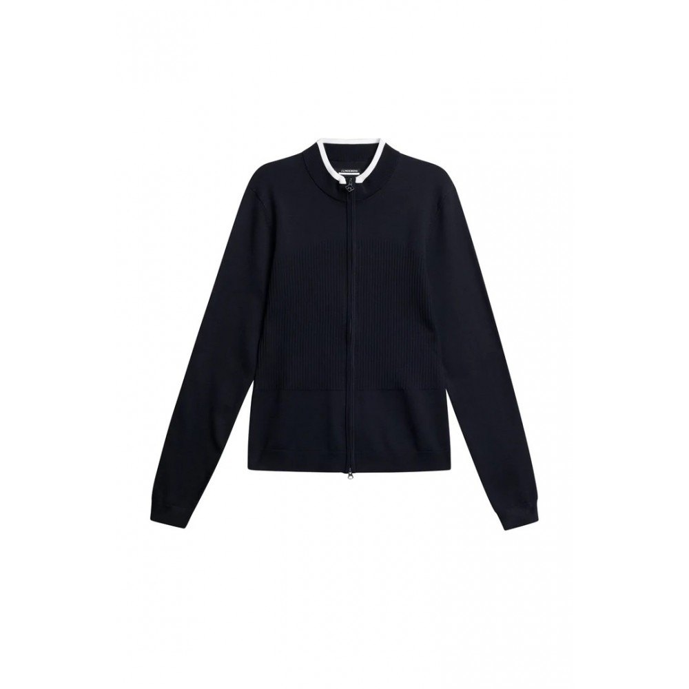 J.L Anna Knitted Zip Sweater - Navy