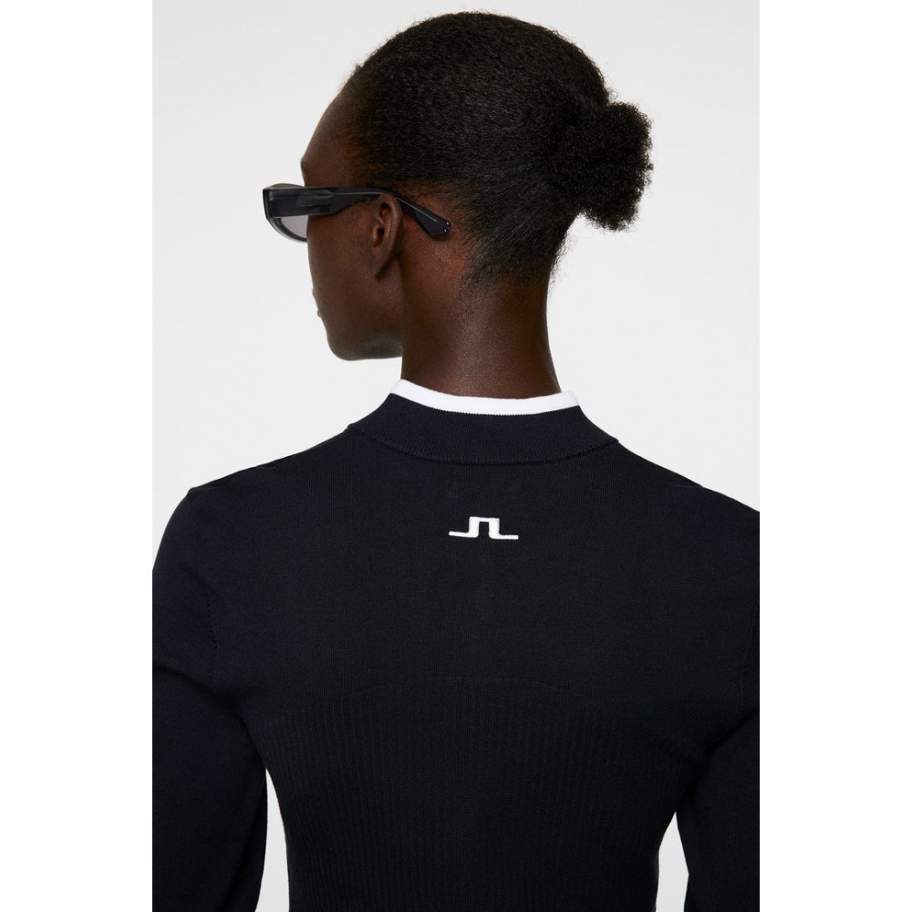 J.L Anna Knitted Zip Sweater - Navy