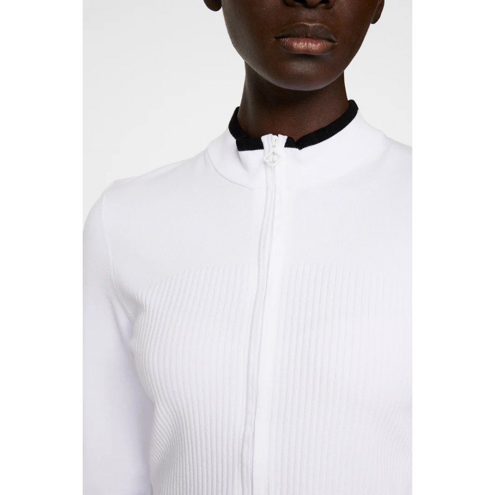 J.L Anna Knitted Zip Sweater - White